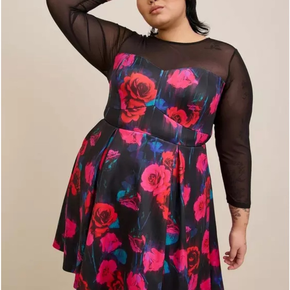 Torrid Vibrant Floral Long Sleeve Dress